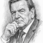Bleistift-Skizze von Altkanzler Gerhard Schröder (KI-Bild)