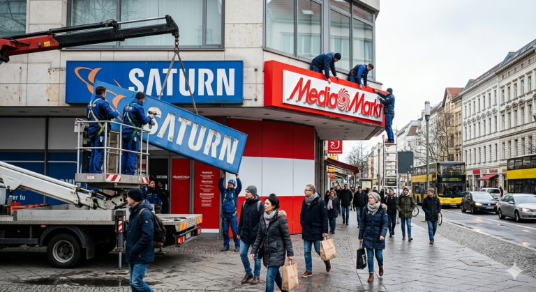 Konzentration auf MediaMarkt - Der Saturn geht (KI-Bild)