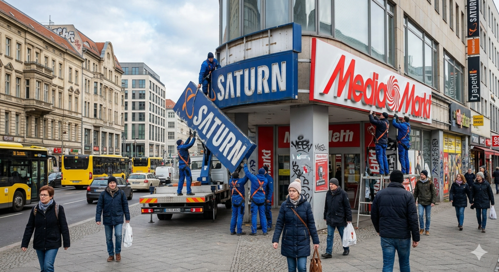 Konzentration auf MediaMarkt - Der Saturn geht (KI-Bild)