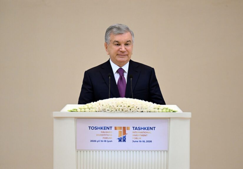 Shavkat Mirziyoyev, Präsident der Republik Usbekistan. Eröffnungsrede auf dem TIIF-2026 Forum in Taschkent (Foto: Botschaft der Republik Usbekistan in der Bundesrepublik Deutschland)