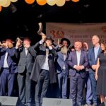Das Schofar-Ritual zum Abschluss des Empfangs mit Yehuda Teichtal, Kai Wegner, Ron Prosor u.a. (Foto: C. Grosse)