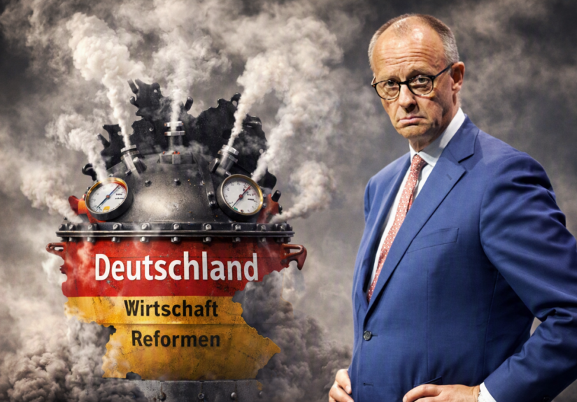Hohe Erwartungen an Merz - Ordentlich Druck im Kessel (KI-Bild / Foto Merz: C. Grosse)