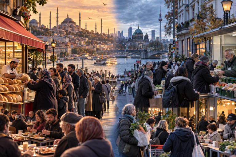 Halk-Ekmek vs Kiez-Kantine - Eine Brücke von Istanbul nach Berlin (KI-Bild)