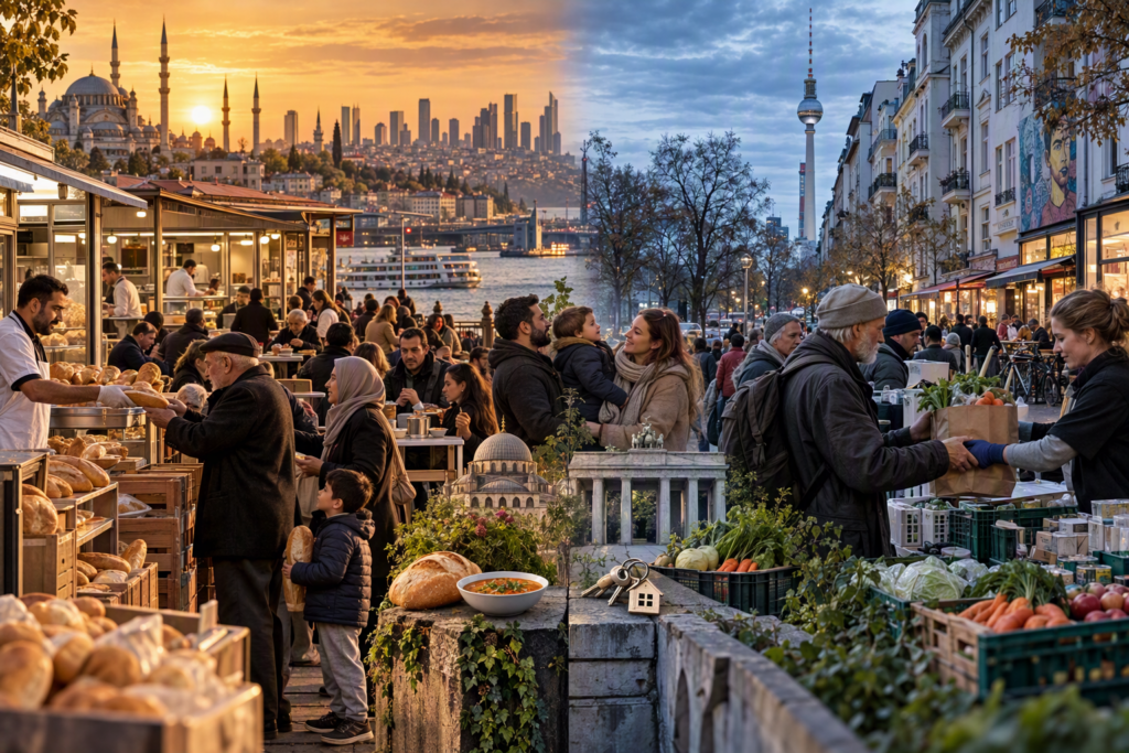Halk-Ekmek vs Kiez-Kantine - Eine Brücke von Istanbul nach Berlin (KI-Bild)