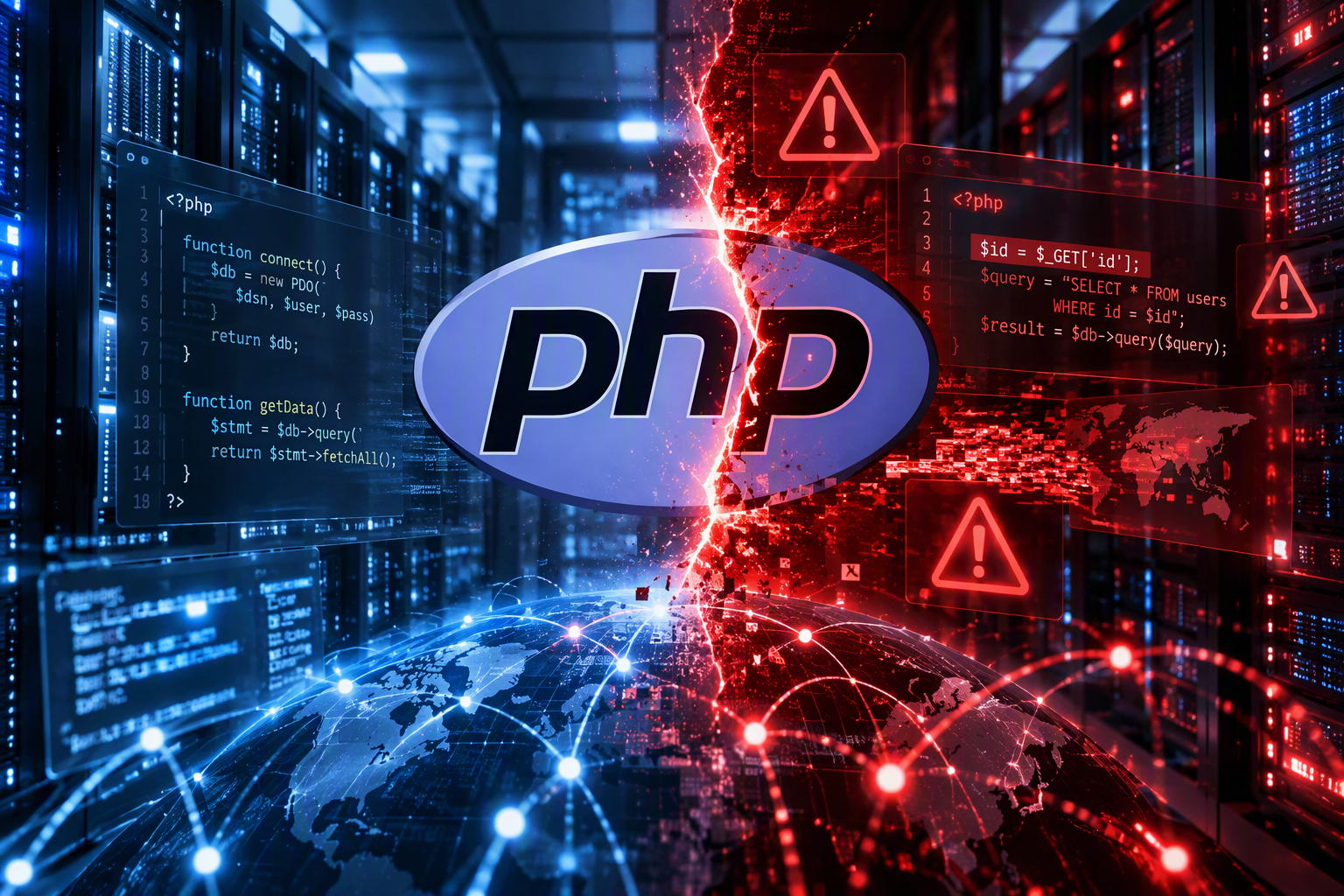 PHP: Löcher im Netz (KI-Bild)