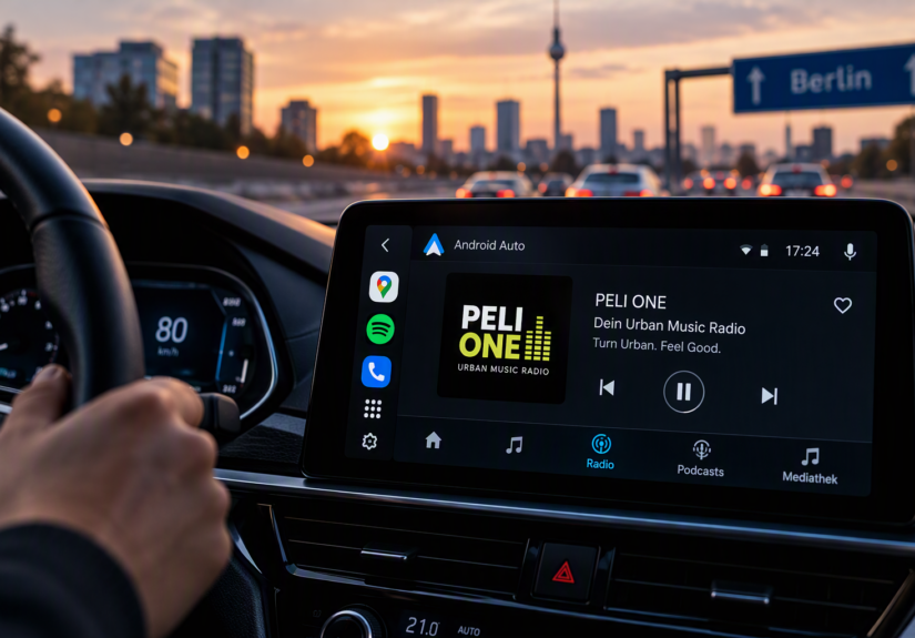 Radio über Smartphone ist normal in modernen Fahrzeugen (KI-Bild)