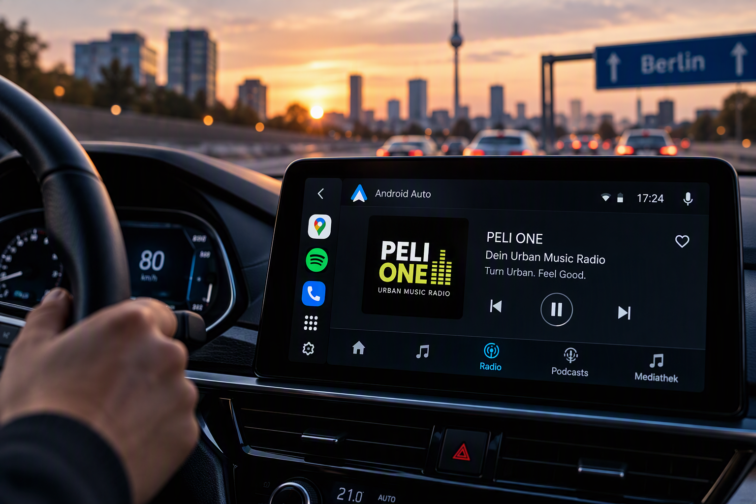 Radio über Smartphone istr normal in modernen Fahrzeugen (KI-Bild)