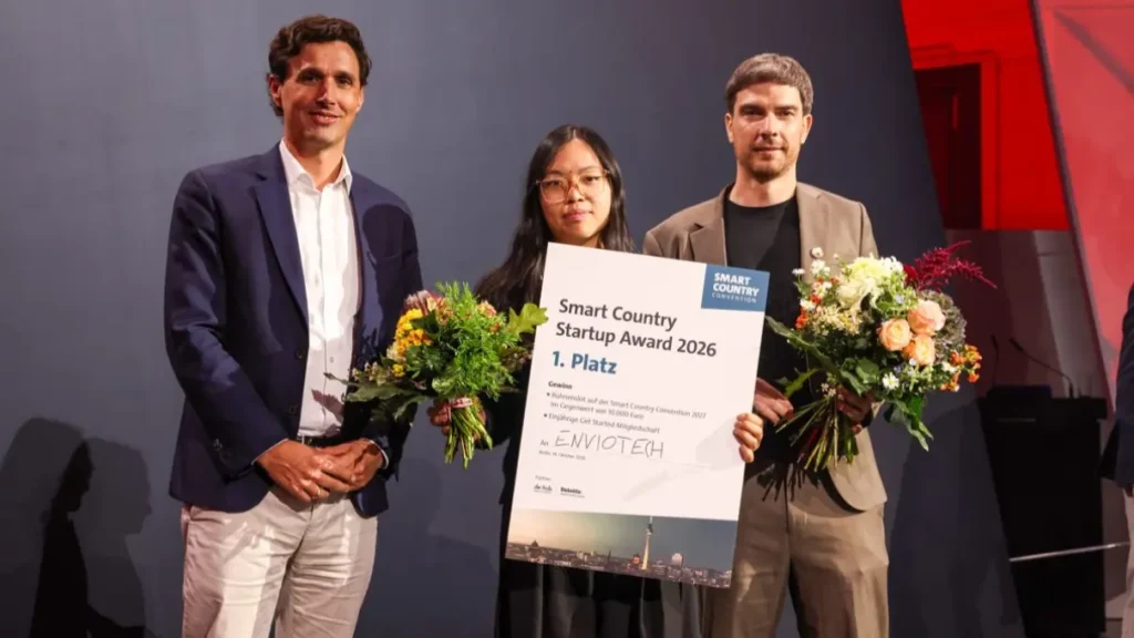 ENVIOTECH aus Frankfurt hat den Smart Country Startup Award 2026 gewonnen. Foto: Messe Berlin