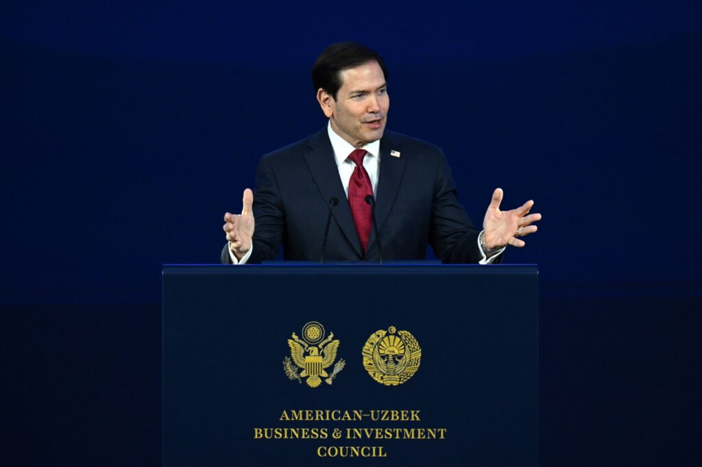 Rede des US- Außenministers Marco Rubio auf der „C5+1“ Konferenz in Samarkand (Foto: Oʻzbekiston Milliy axborot agentligi (Nationale Nachrichtenagentur Usbekistans))